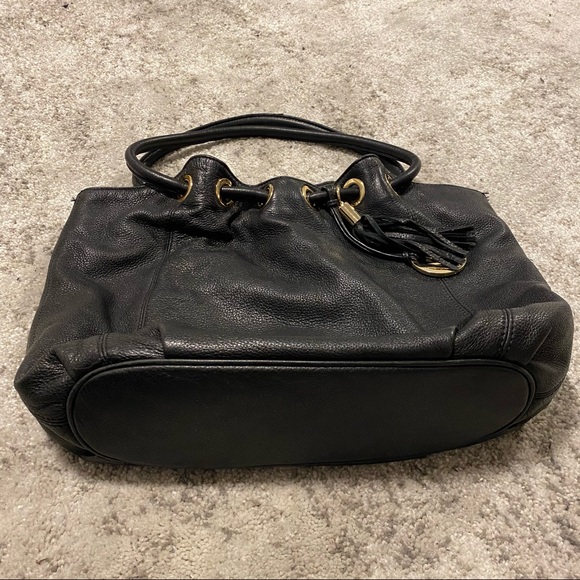 MICHAEL KORS Tassel Drawstring Black Leather Bag - Picture 4 of 9